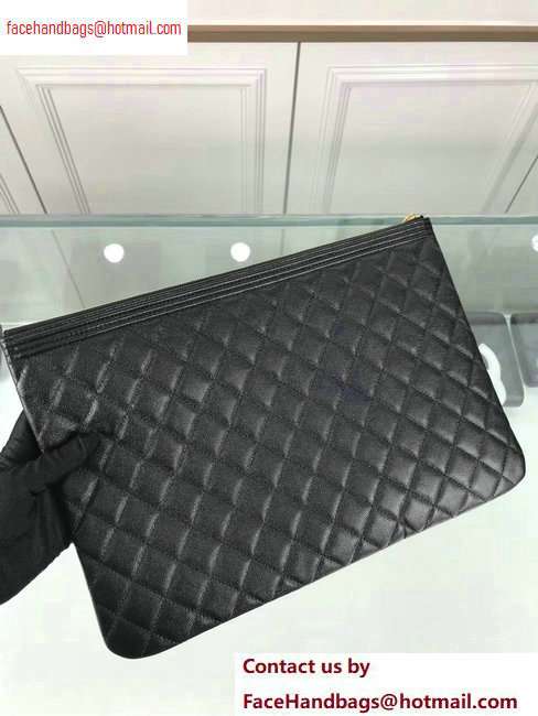 Chanel Boy Pouch Clutch Large Bag A84407 Caviar Leather Black/Gold - Click Image to Close