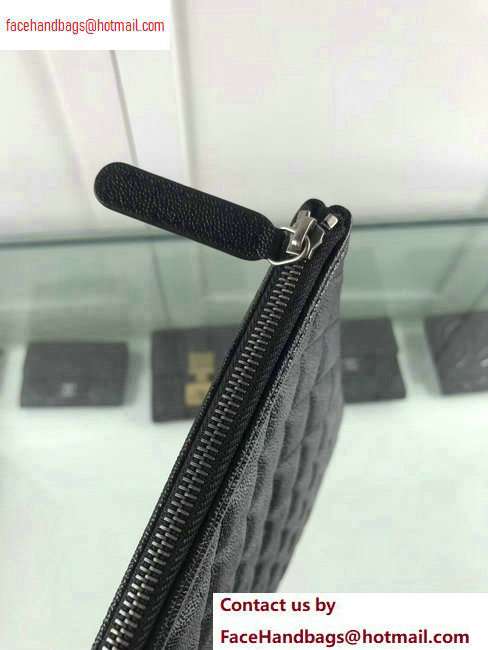 Chanel Boy Pouch Clutch Large Bag A84407 Caviar Leather Black/Silver