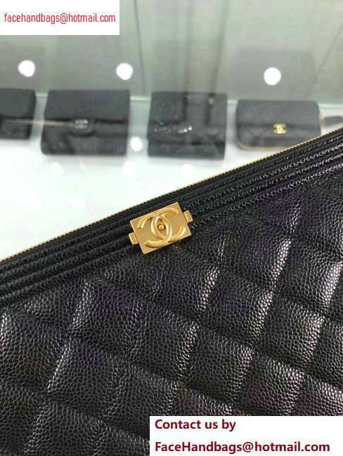 Chanel Boy Pouch Clutch Small Bag A84406 Caviar Leather Black/Gold - Click Image to Close