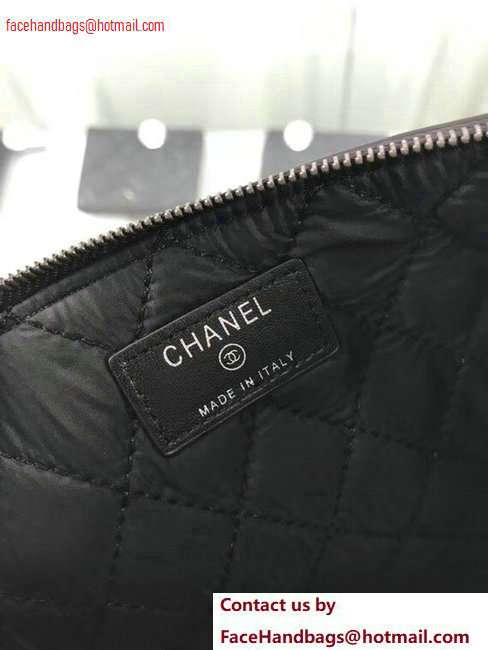 Chanel Boy Pouch Clutch Small Bag A84406 Lambskin Black/Silver