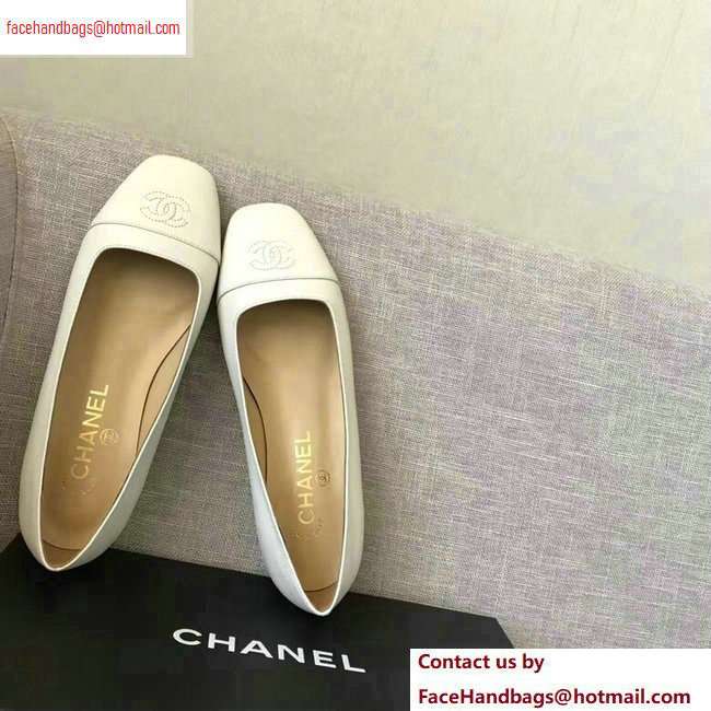 Chanel CC Logo Ballerinas White 2020