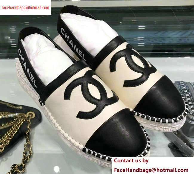 Chanel CC Logo Espadrilles Sandals Creamy/Black 2020 - Click Image to Close
