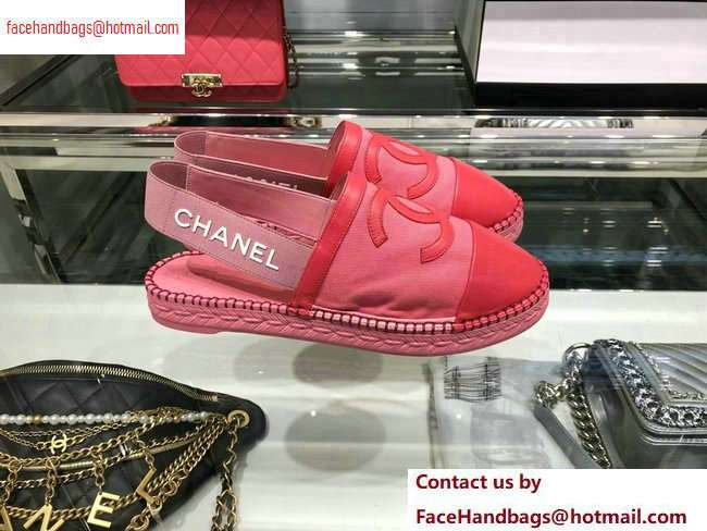 Chanel CC Logo Espadrilles Sandals Dark Pink 2020