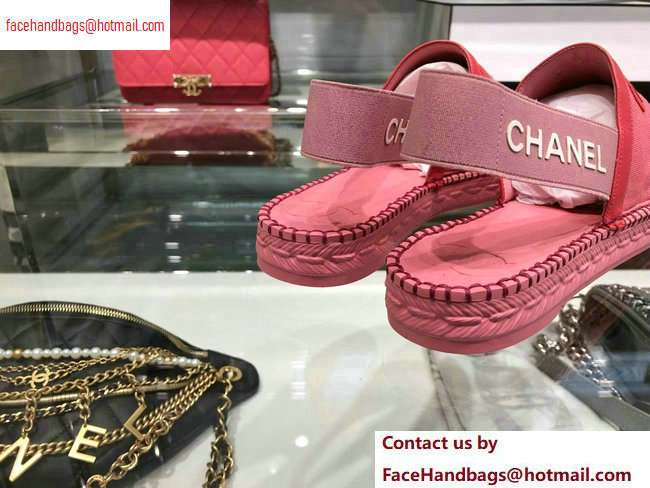 Chanel CC Logo Espadrilles Sandals Dark Pink 2020