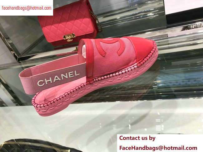 Chanel CC Logo Espadrilles Sandals Dark Pink 2020 - Click Image to Close