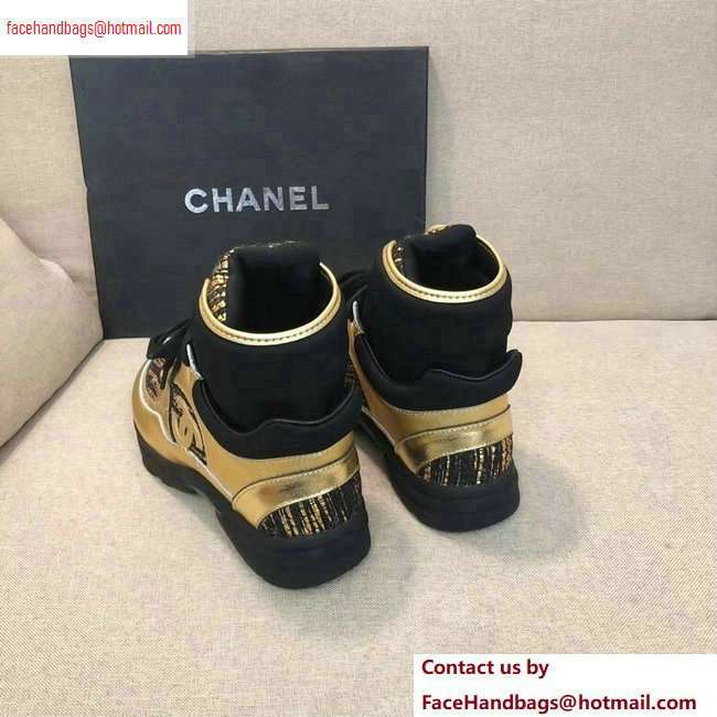 Chanel CC Logo High-top Sneakers G35060 Gold/Black 2020