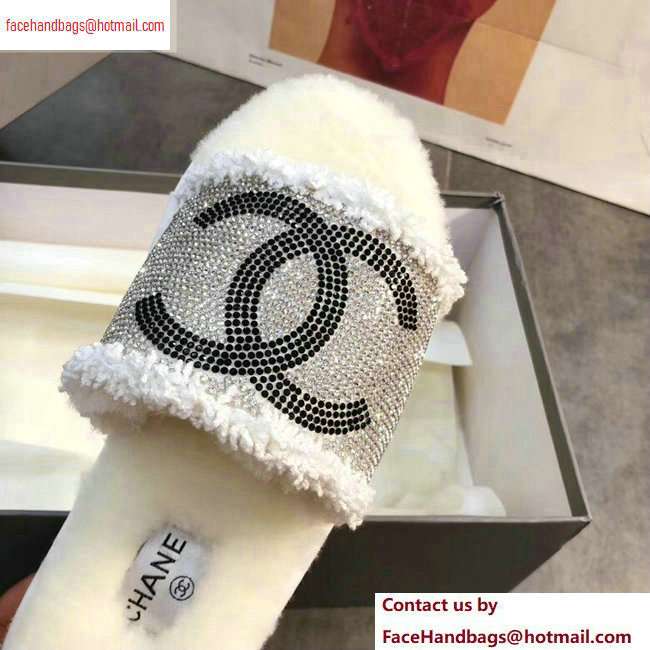 Chanel CC Logo Shearling Mules Slipper Sandals Creamy 2020