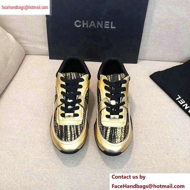 Chanel CC Logo Sneakers G34360 Gold/Black 2020 - Click Image to Close