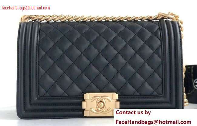 Chanel Calfskin and Gold-Tone Metal Medium Boy Flap Bag Black 2020 - Click Image to Close