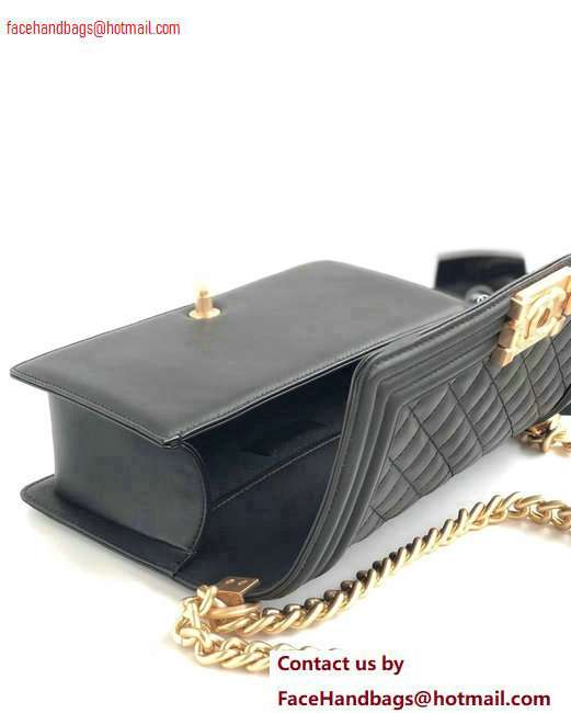 Chanel Calfskin and Gold-Tone Metal Medium Boy Flap Bag Black 2020