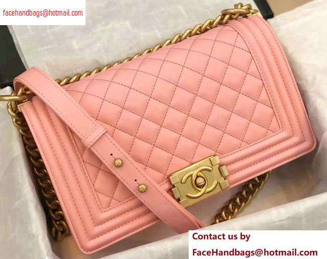 Chanel Calfskin and Gold-Tone Metal Medium Boy Flap Bag Pink 2020 - Click Image to Close