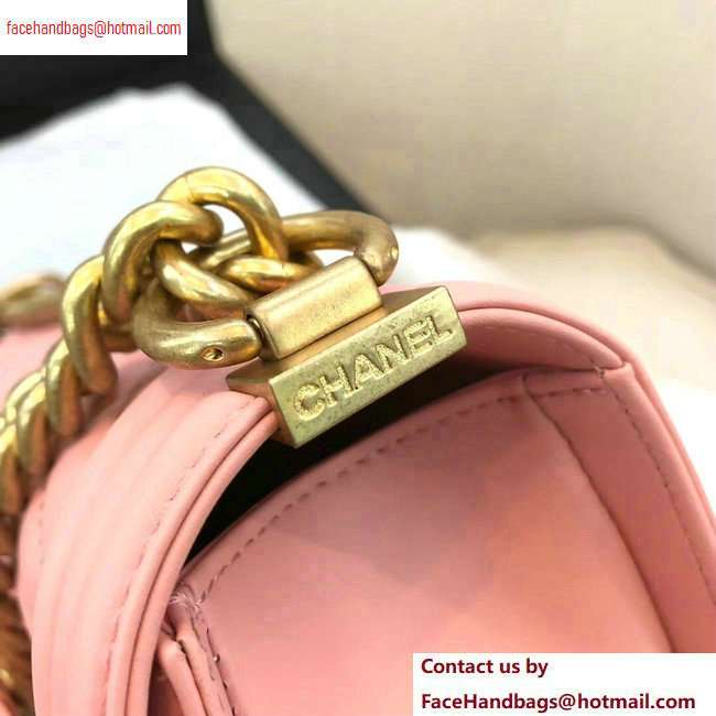 Chanel Calfskin and Gold-Tone Metal Medium Boy Flap Bag Pink 2020