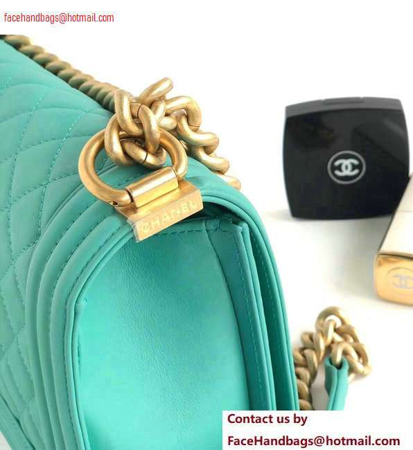 Chanel Calfskin and Gold-Tone Metal Medium Boy Flap Bag Turquoise 2020