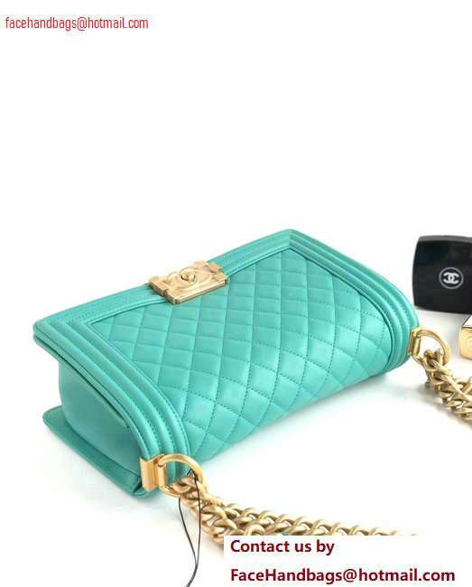 Chanel Calfskin and Gold-Tone Metal Medium Boy Flap Bag Turquoise 2020