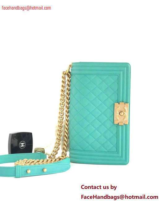 Chanel Calfskin and Gold-Tone Metal Medium Boy Flap Bag Turquoise 2020 - Click Image to Close