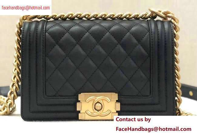 Chanel Calfskin and Gold-Tone Metal Small Boy Flap Bag Black 2020 - Click Image to Close