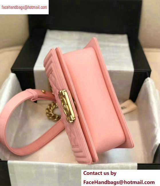 Chanel Calfskin and Gold-Tone Metal Small Boy Flap Bag Pink 2020