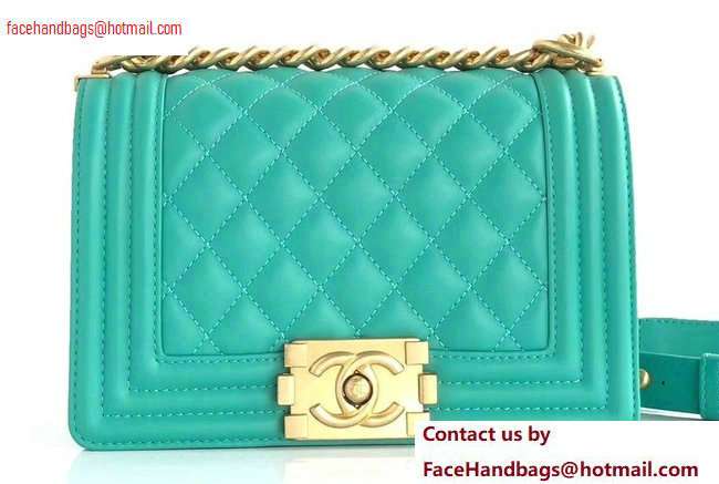 Chanel Calfskin and Gold-Tone Metal Small Boy Flap Bag Turquoise 2020 - Click Image to Close