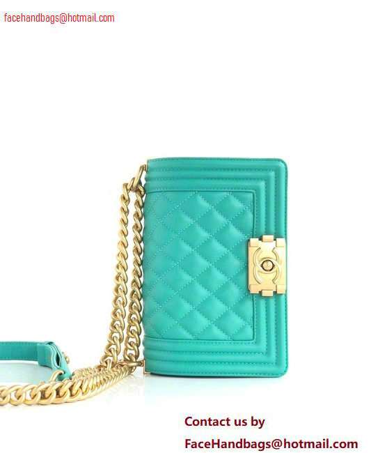 Chanel Calfskin and Gold-Tone Metal Small Boy Flap Bag Turquoise 2020