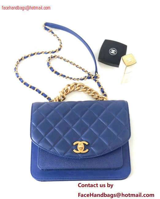 Chanel Chain Handle Flap Bag AS0785 Blue 2020