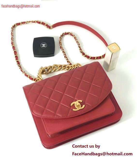 Chanel Chain Handle Flap Bag AS0785 Red 2020 - Click Image to Close