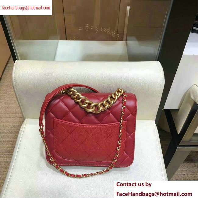 Chanel Chain Handle Mini Flap Bag AS0784 Red 2020
