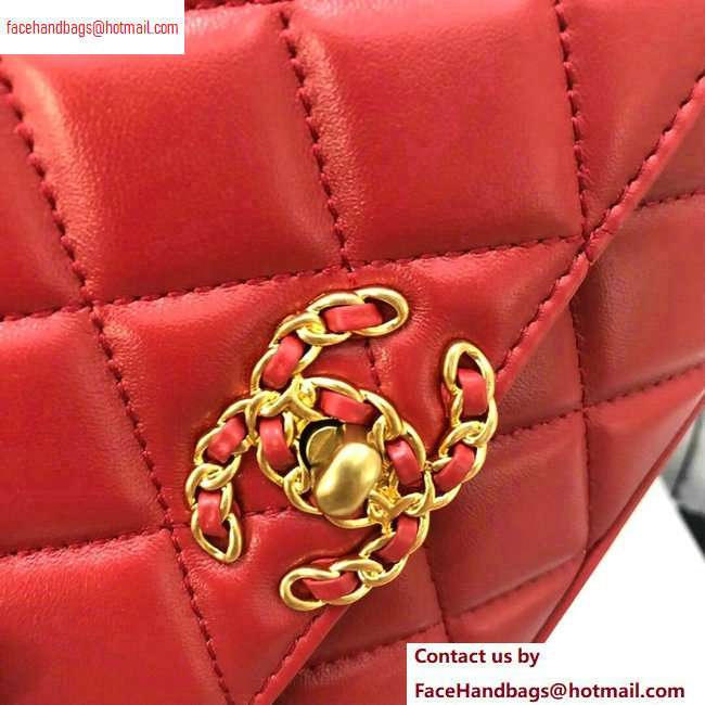 Chanel Chain Infinity Flap with Top Handle Small Bag Red 2020