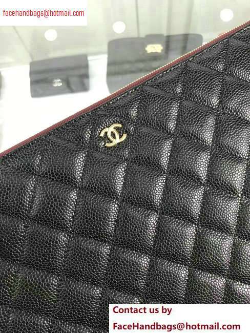 Chanel Classic Pouch Clutch Large Bag A82552 Caviar Leather Black/Gold