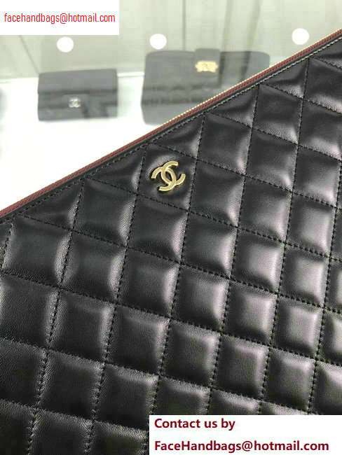 Chanel Classic Pouch Clutch Large Bag A82552 Lambskin Black/Gold - Click Image to Close