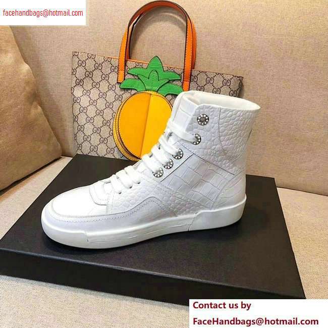 Chanel Crocodile Embossed Calfskin Sneakers G35079 White 2020 - Click Image to Close
