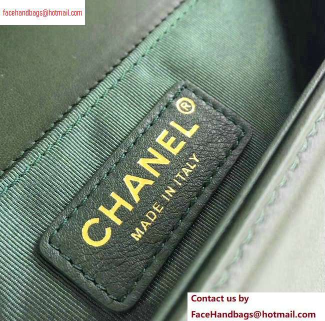 Chanel Embossed Chevron Medium Boy Flap Bag Green 2020