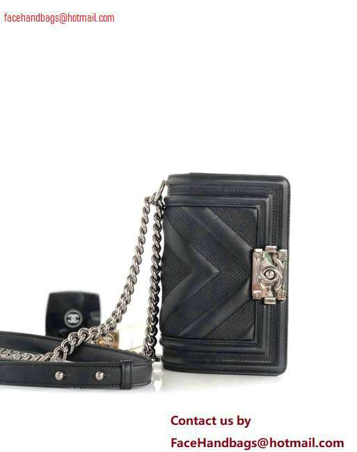 Chanel Embossed Chevron Small Boy Flap Bag Black 2020 - Click Image to Close