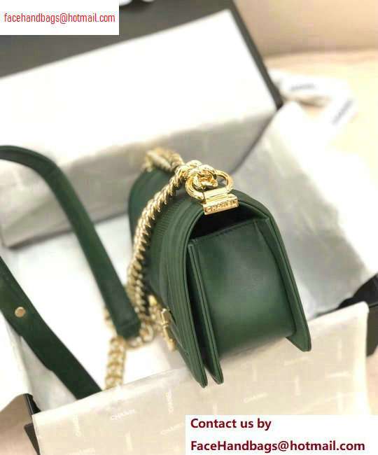 Chanel Embossed Chevron Small Boy Flap Bag Green 2020