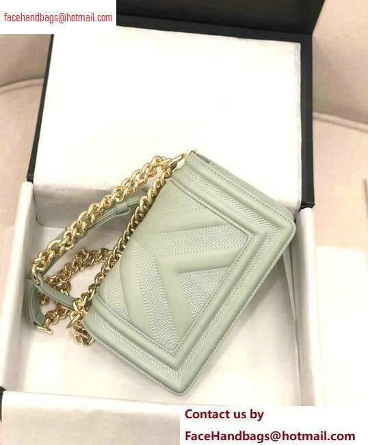 Chanel Embossed Chevron Small Boy Flap Bag Pale Green 2020 - Click Image to Close