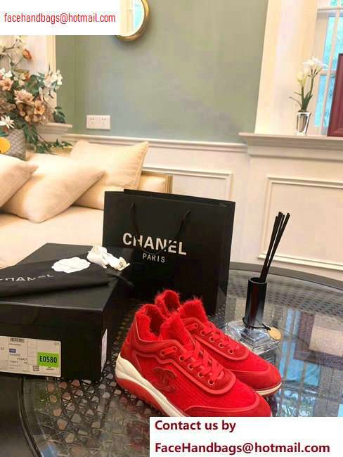 Chanel Fabric Suede Calfskin and TPU Sneakers G35202 Red 2020