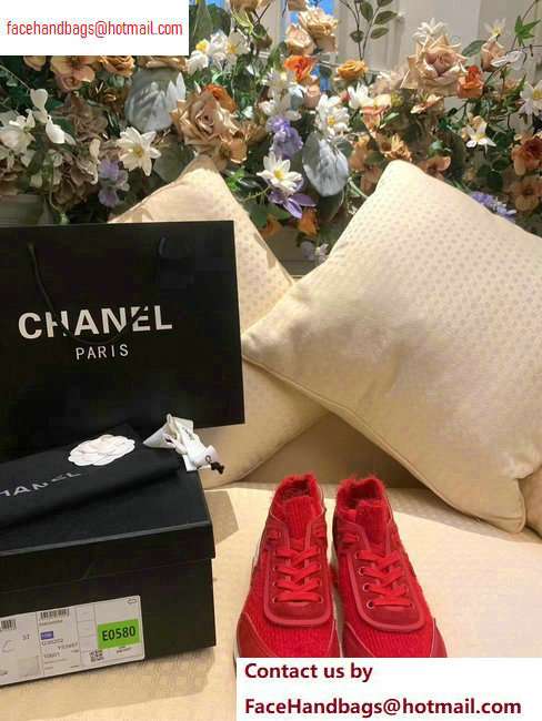 Chanel Fabric Suede Calfskin and TPU Sneakers G35202 Red 2020