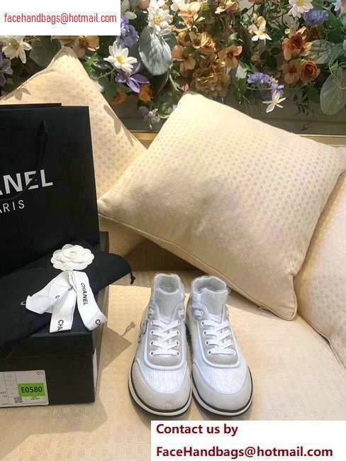 Chanel Fabric Suede Calfskin and TPU Sneakers G35202 White 2020 - Click Image to Close