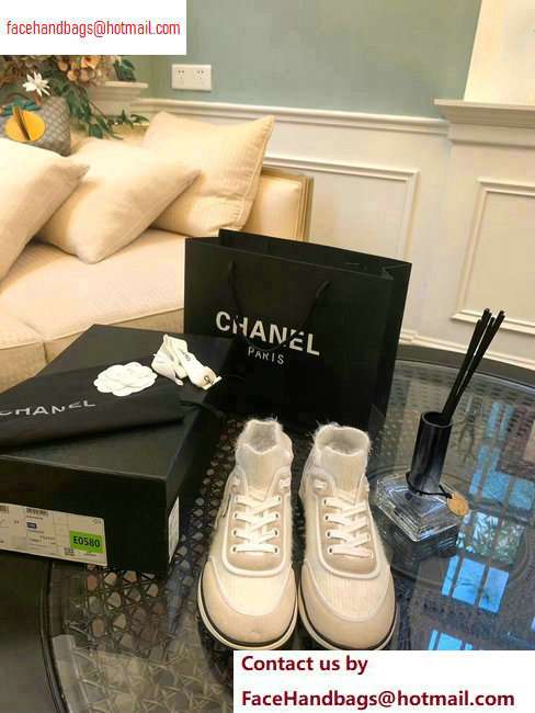 Chanel Fabric Suede Calfskin and TPU Sneakers G35202 White 2020