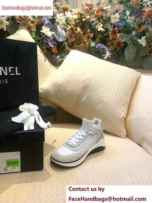 Chanel Fabric Suede Calfskin and TPU Sneakers G35202 White 2020 - Click Image to Close