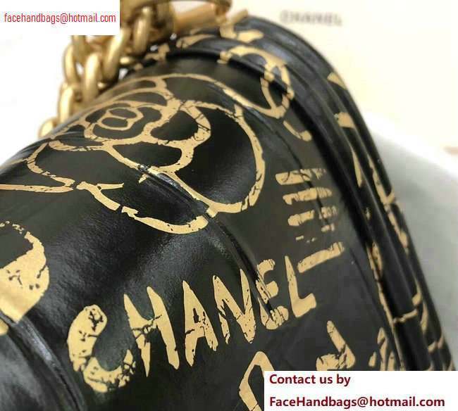 Chanel Graffiti Crocodile Embossed Printed Boy Flap Medium Bag Black 2020 - Click Image to Close