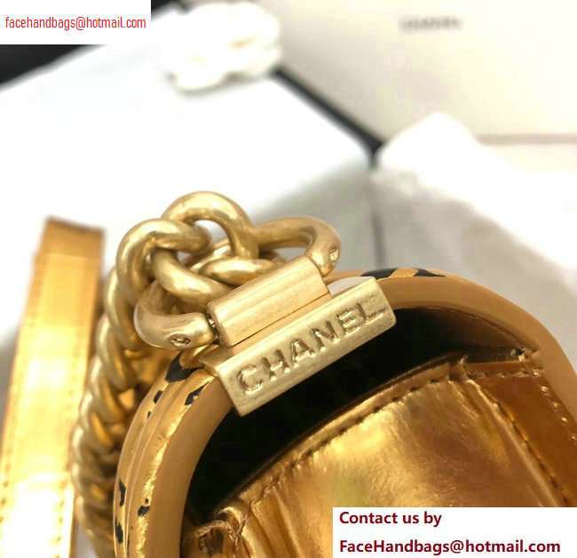 Chanel Graffiti Crocodile Embossed Printed Boy Flap Small Bag Gold 2020 - Click Image to Close