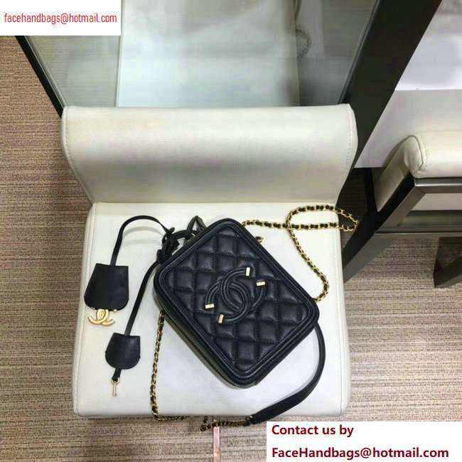 Chanel Grained Calfskin CC Filigree Vanity Case Bag AS0988 Black 2020 - Click Image to Close