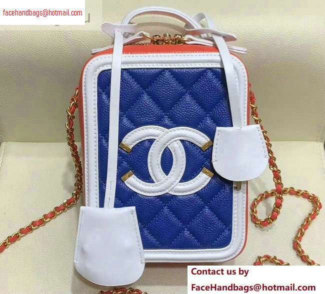 Chanel Grained Calfskin CC Filigree Vanity Case Bag AS0988 Blue 2020