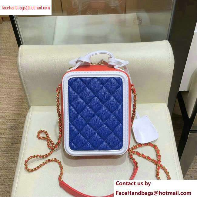 Chanel Grained Calfskin CC Filigree Vanity Case Bag AS0988 Blue 2020
