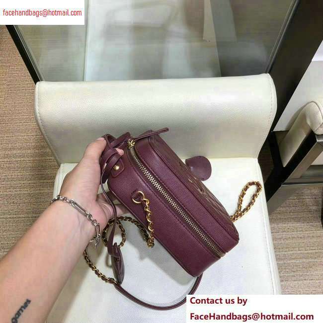 Chanel Grained Calfskin CC Filigree Vanity Case Bag AS0988 Burgundy 2020 - Click Image to Close