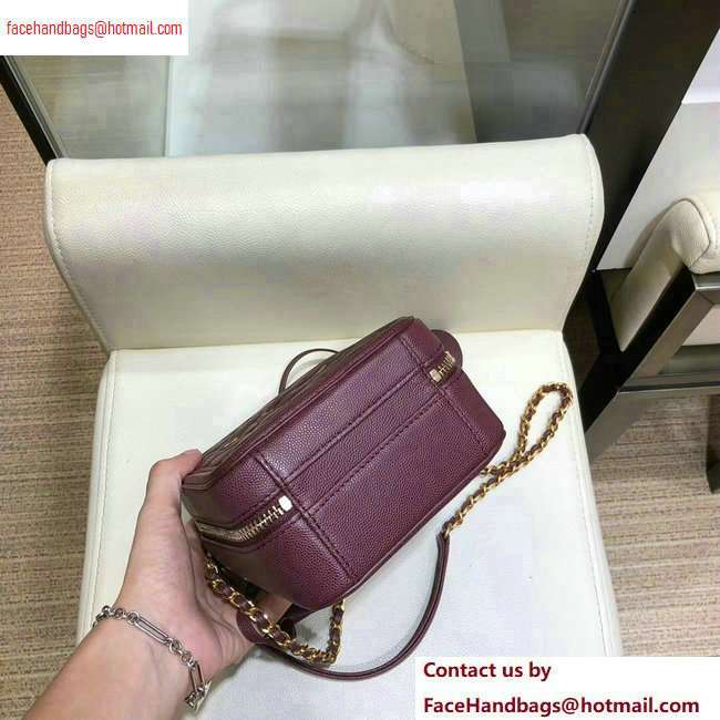 Chanel Grained Calfskin CC Filigree Vanity Case Bag AS0988 Burgundy 2020