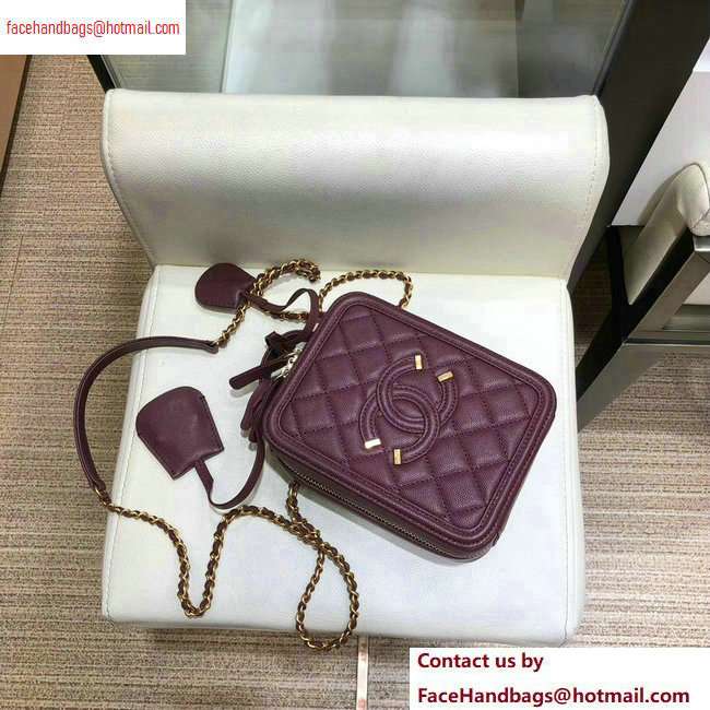 Chanel Grained Calfskin CC Filigree Vanity Case Bag AS0988 Burgundy 2020