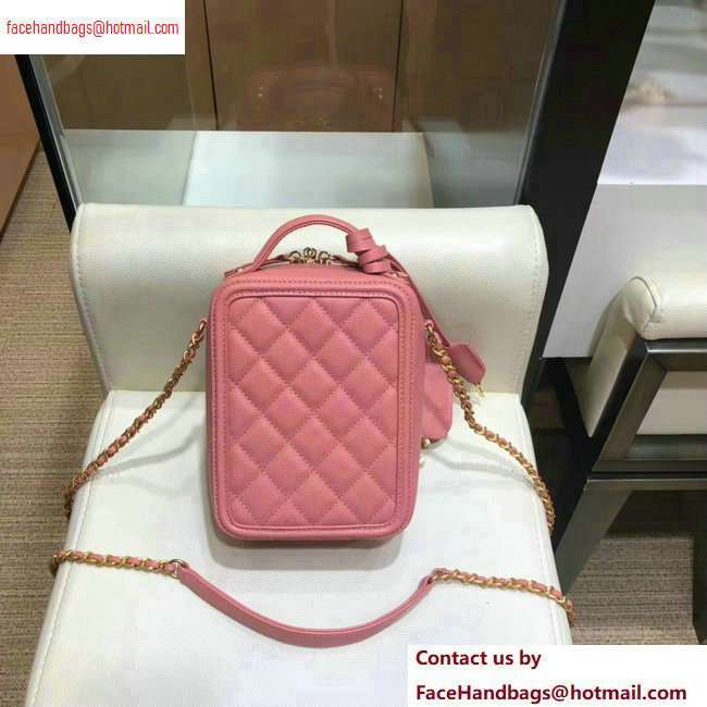 Chanel Grained Calfskin CC Filigree Vanity Case Bag AS0988 Dark Pink 2020