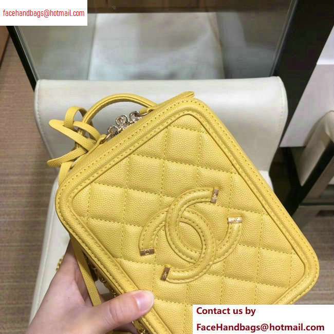 Chanel Grained Calfskin CC Filigree Vanity Case Bag AS0988 Yellow 2020 - Click Image to Close