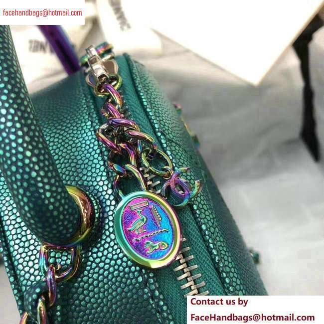 Chanel Grained Metallic Lambskin with Rainbow Metal Camera Case Bag AS0765 Green 2020 - Click Image to Close